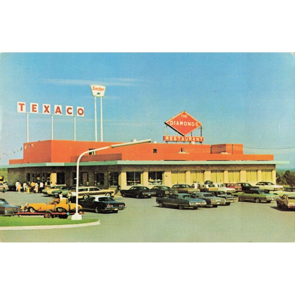 The Diamonds Restaurant Texaco Sinclair Villa Ridge Missouri MO Chrome Postcard